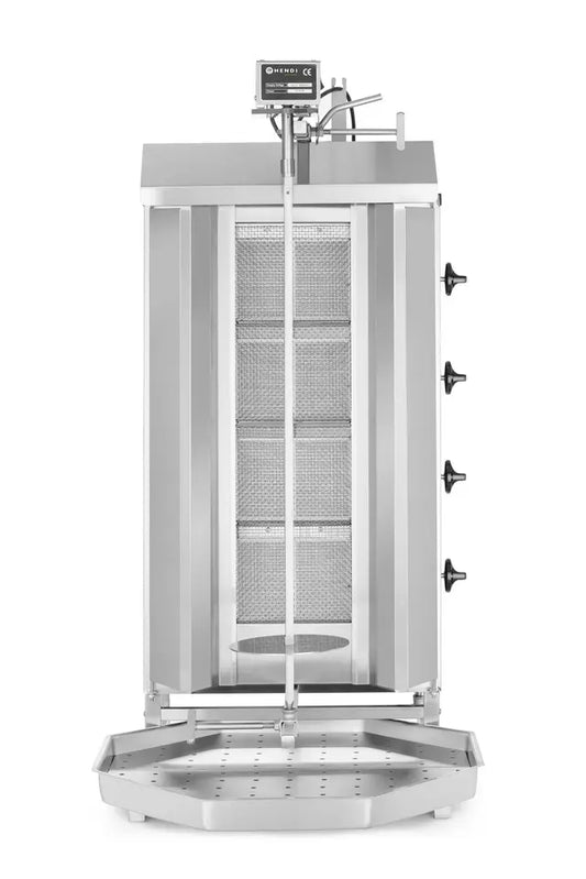 Grill Kebab Professionale a Gas 4 Bruciatori 13 kW – Capacità 60 kg | Acciaio Inox