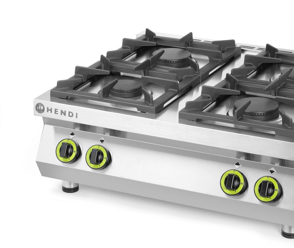 Linea cucina a 4 fuochi per cucina a gas - piano del tavolo HENDI - lunghezza 722 × larghezza 800 × altezza 350 mm | HE227381