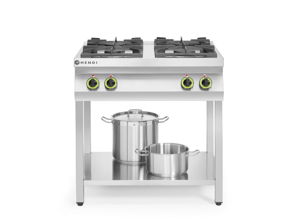 Cucina a gas Cucina Linea 4 bruciatori con supporto aperto HENDI - lunghezza 722 × larghezza 804 × altezza 898 mm | HE227589