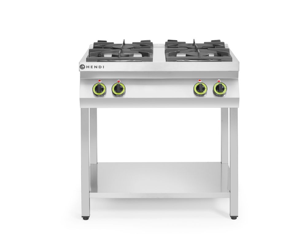 Cucina a gas Cucina Linea 4 bruciatori con supporto aperto HENDI - lunghezza 722 × larghezza 804 × altezza 898 mm | HE227589