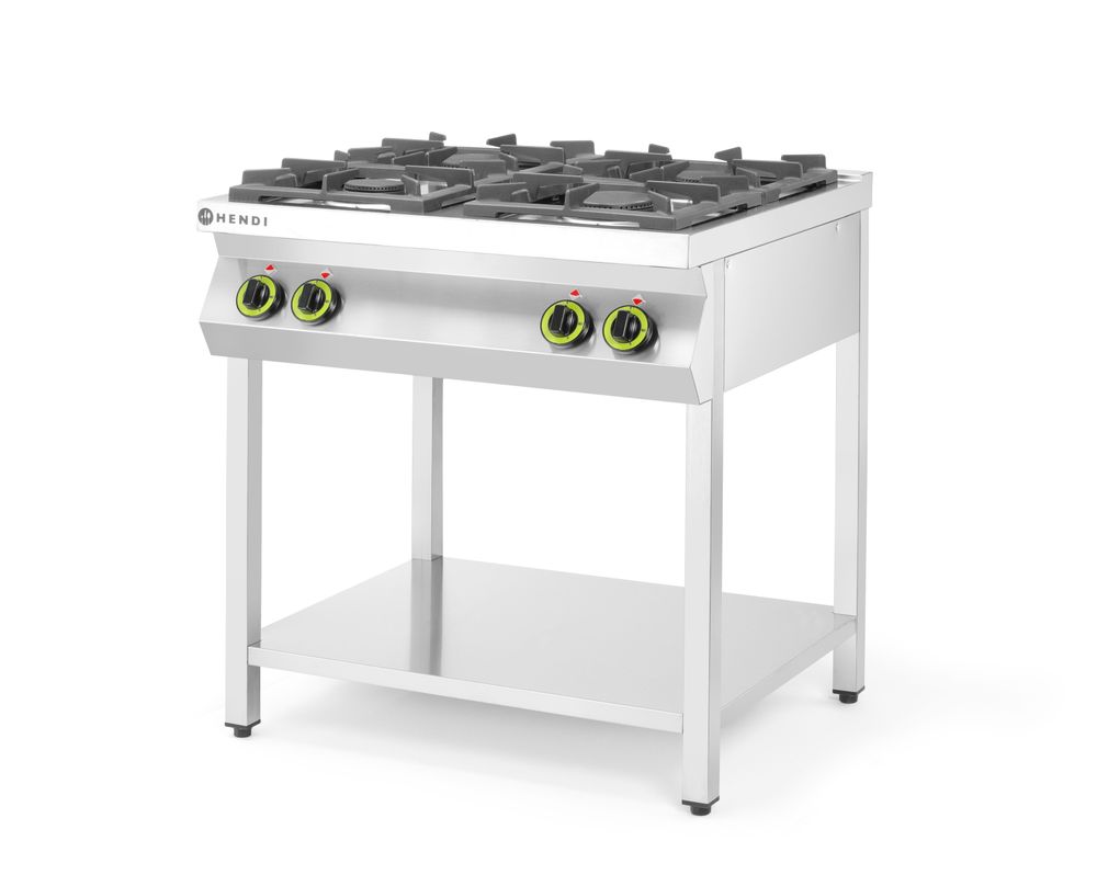 Cucina a gas Cucina Linea 4 bruciatori con supporto aperto HENDI - lunghezza 722 × larghezza 804 × altezza 898 mm | HE227589