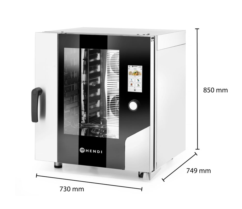 Forno a vapore a convezione – Touch 7 x GN 1/1, elettrico, con vapore diretto e touch screen controllato HENDI - lunghezza
