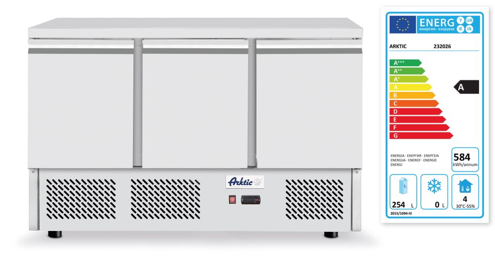 Bancone refrigerato, 3 porte Arktic | HE238349