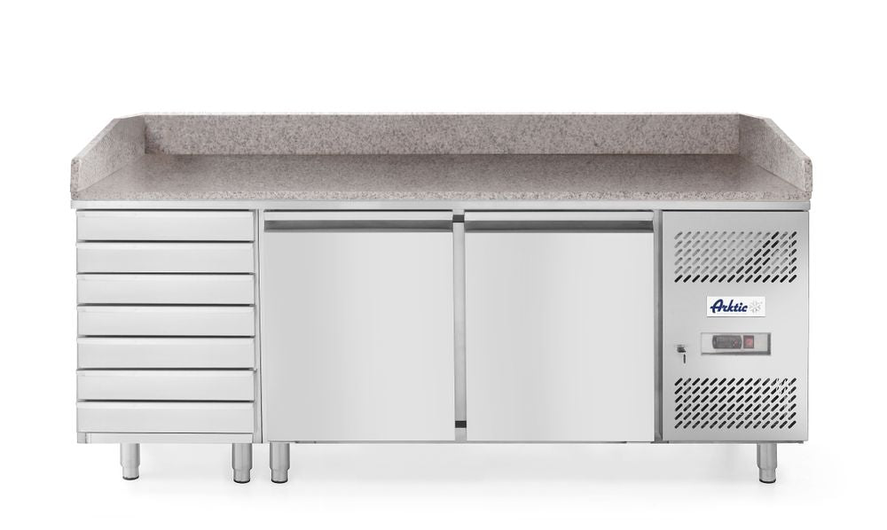 Banco refrigerato per pizza, a doppia porta Arktic - lunghezza 802 × larghezza 2020 × altezza 1000 mm | HE232842