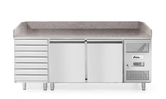 Banco refrigerato per pizza, a doppia porta Arktic - lunghezza 802 × larghezza 2020 × altezza 1000 mm | HE232842