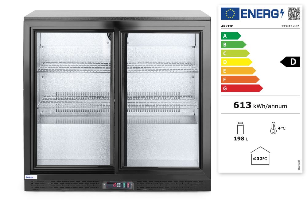 Frigorifero per barra posteriore con doppie porte scorrevoli Arktic - lunghezza 525 × larghezza 900 × altezza 890 mm |