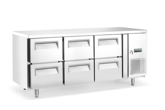 Banco refrigerato, 6 cassetti Arktic - lunghezza 700 × larghezza 1796 × altezza 880 mm | HE237069