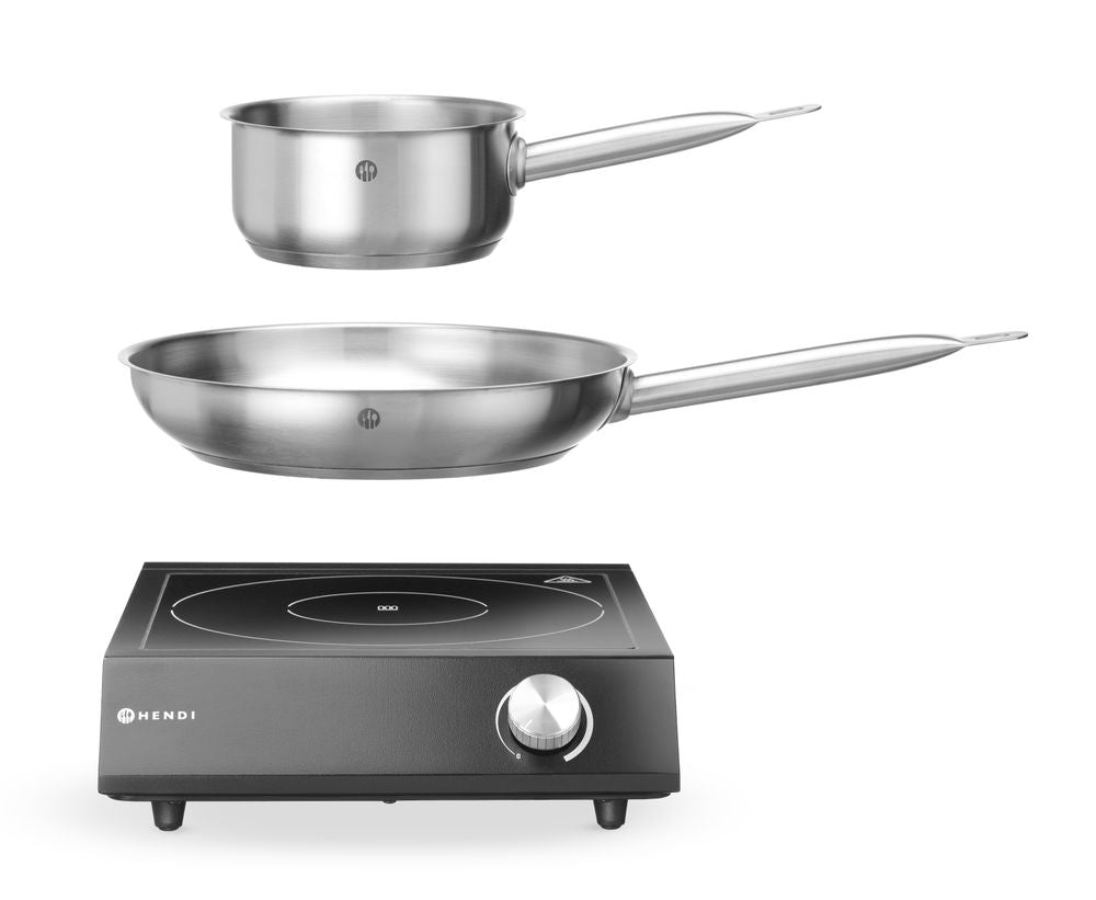 Set: induzione 3500W + pentola + padella HENDI - lunghezza 615 × larghezza 615 × altezza 95 mm | HE239889