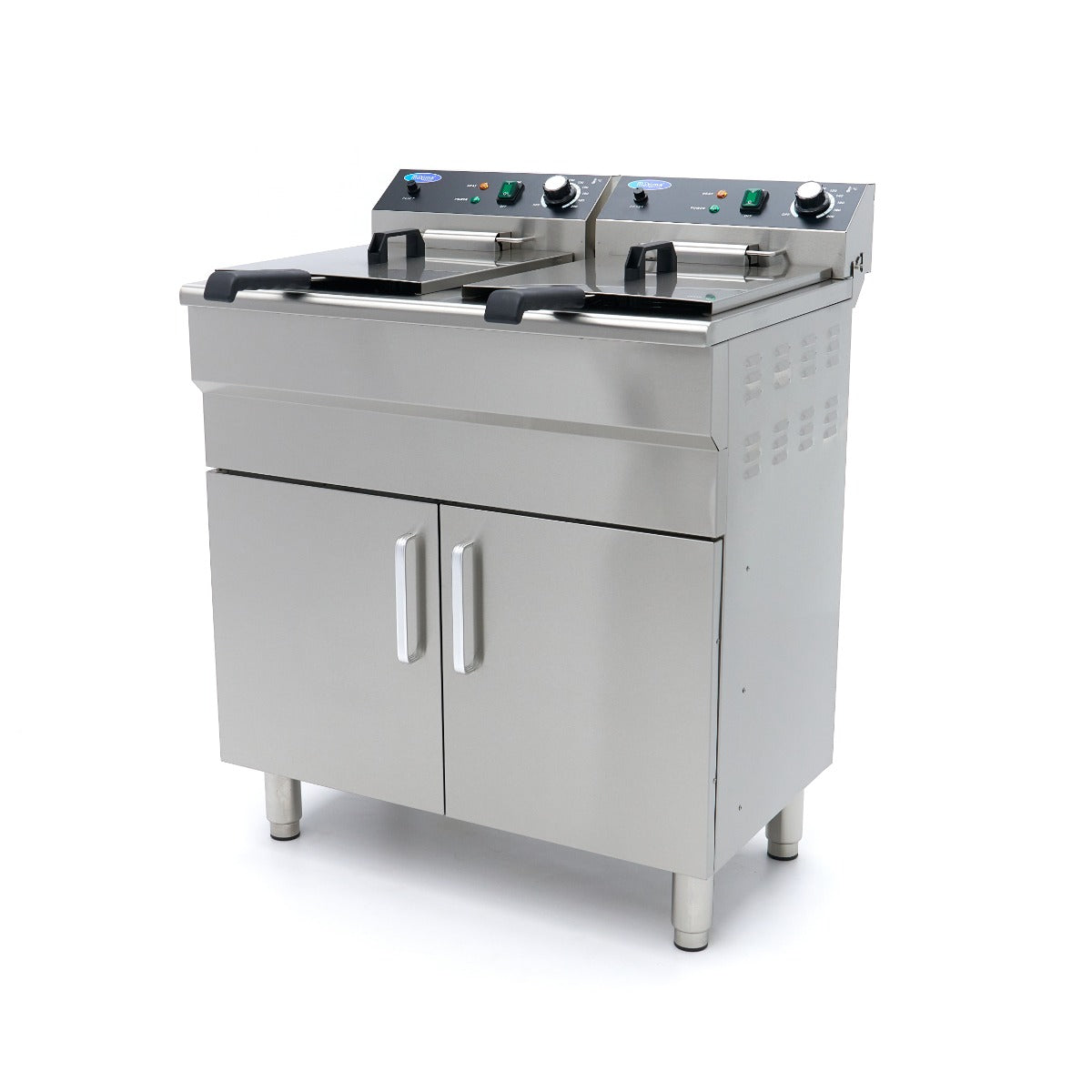 Friggitrice - 2 x 16L - 2 Cestelli - con Rubinetto di Scarico e Base Armadiata - 230V – MAXIMA 09365158