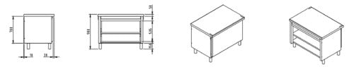 Elemento neutro vano inferiore a giorno mm.1600x800x900h. INOX BIM, codice ESNG.16. Immagine rappresentativa della serie; fare riferimento alla descrizione del modello.