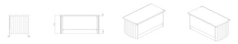 Elemento neutro centrale ad isola zoccolatura- mm1600x800x900h. INOX BIM, codice ESINZ.16. Immagine rappresentativa della serie; fare riferimento alla descrizione del modello.