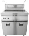 Friggitrice pasticceria a gas lt 45 mm. 800x730x850/900 h - cestello incluso. INOX BIM, codice FRGP45. Immagine rappresentativa della serie; fare riferimento alla descrizione del modello.