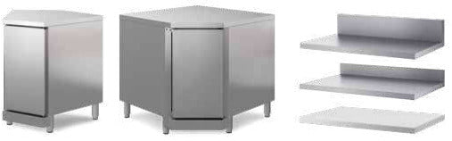 Base ad angolo 90° senza piano di lavoro mm.1000+1000x700x910/960 h. INOX BIM, codice BBA790. Immagine rappresentativa della serie; fare riferimento alla descrizione del modello.