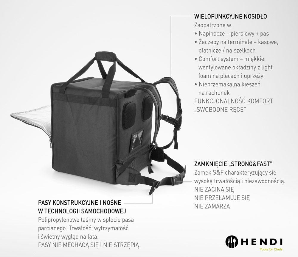 Zaino per la consegna di alimenti isolato HENDI - lunghezza 410 × larghezza 410 × altezza 490 mm | HE709801