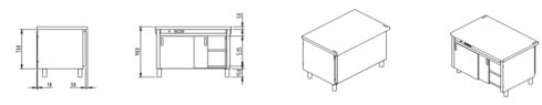 Elemento con ante scorrevoli vano infer. riscaldato mm.1200x800x900h. INOX BIM, codice ESNB.12. Immagine rappresentativa della serie; fare riferimento alla descrizione del modello.