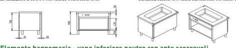 Elemento bagnomaria vasca H 220 vano inferiore a giorno mm.1200x800x900h. INOX BIM, codice ESCVG.12. Immagine rappresentativa della serie; fare riferimento alla descrizione del modello.