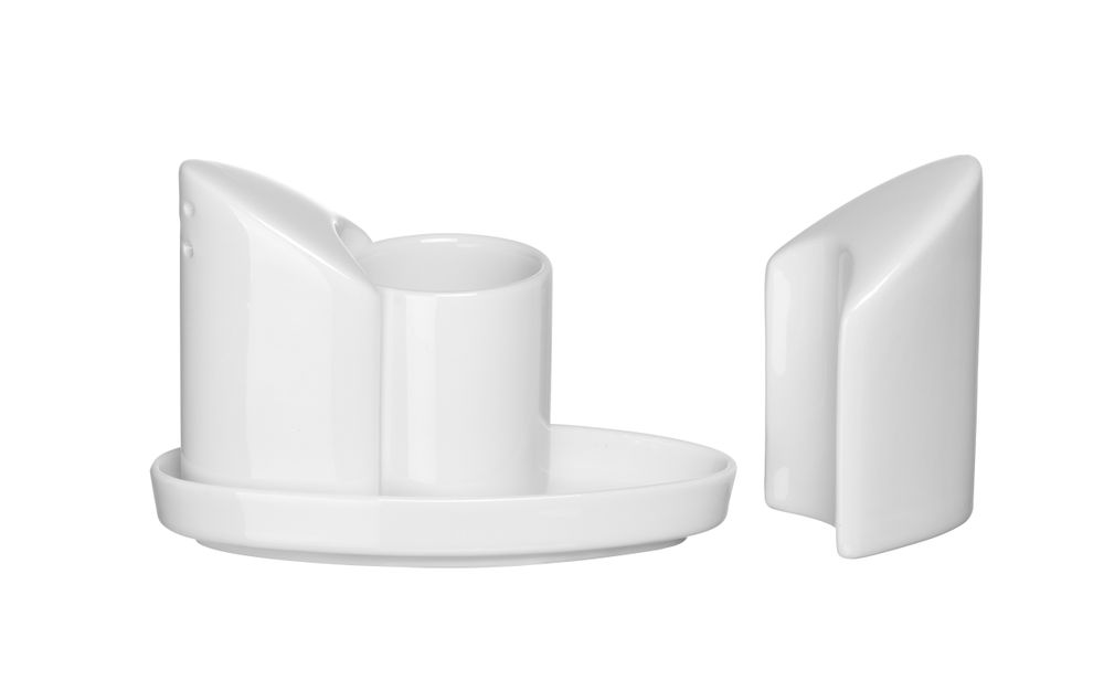 Set shaker per sale e pepe con portastuzzicadenti HENDI - lunghezza 54 × larghezza 126 × altezza 86 mm | HE786420