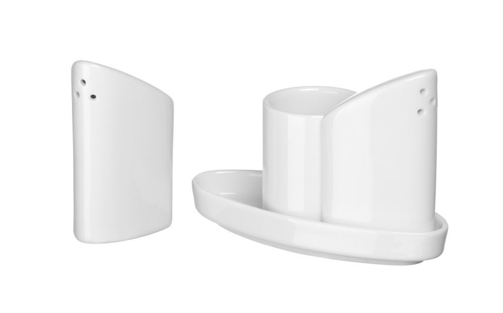 Set shaker per sale e pepe con portastuzzicadenti HENDI - lunghezza 54 × larghezza 126 × altezza 86 mm | HE786420