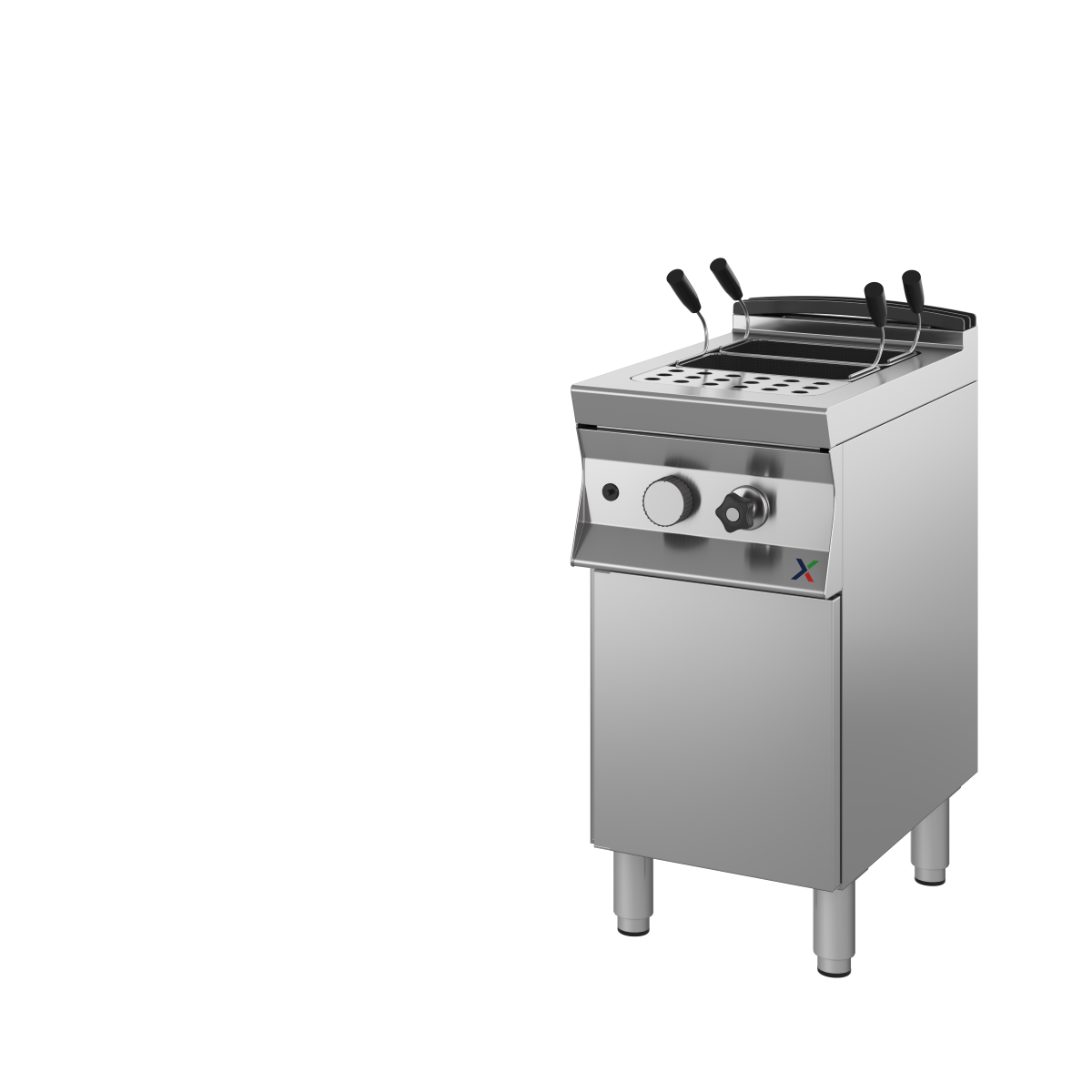 Cuocipasta gas potenziato arm1anta 1vasca-cest escl mm.400x900x850/900h -gas met G20. INOX BIM, codice 9CCPG1P. Immagine rappresentativa della serie; fare riferimento alla descrizione del modello.
