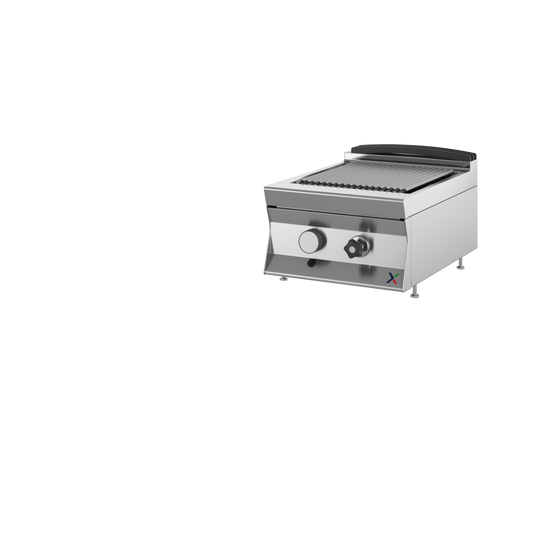 Griglia diretta gas da banco mm. 450x700x290 h top a vasca. INOX BIM, codice 7TGG2V. Immagine rappresentativa della serie; fare riferimento alla descrizione del modello.
