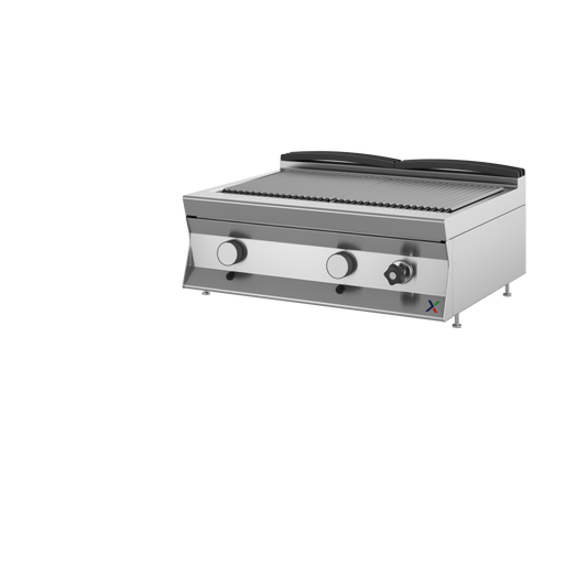 Griglia diretta gas da banco mm. 900x900x377h top a vasca. INOX BIM, codice TGG4V. Immagine rappresentativa della serie; fare riferimento alla descrizione del modello.
