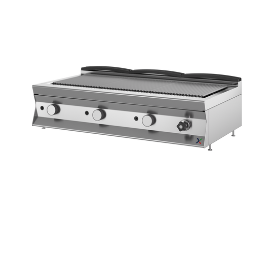 Griglia diretta gas da banco mm. 1200x700x290h top a vasca. INOX BIM, codice 7TGG6V. Immagine rappresentativa della serie; fare riferimento alla descrizione del modello.