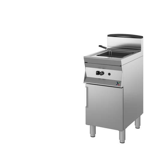 Friggitrice gas vasca 18 lt digitale- c/cest mm. 400x900x850/900h - gas met G20. INOX BIM, codice 9CFFG1D. Immagine rappresentativa della serie; fare riferimento alla descrizione del modello.