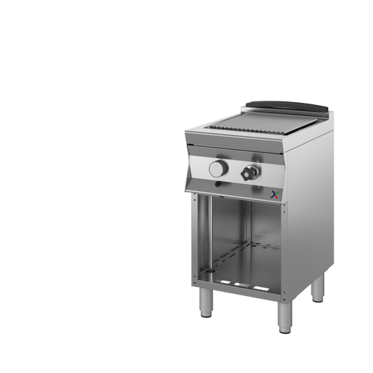 Griglia diretta gas su base arm mm. 450x700x850/900h con vasca. INOX BIM, codice 7CGG2AV. Immagine rappresentativa della serie; fare riferimento alla descrizione del modello.