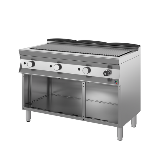 Griglia diretta gas base armad. mm1200x700x850/900h top a vasca. INOX BIM, codice 7CGG6AV. Immagine rappresentativa della serie; fare riferimento alla descrizione del modello.