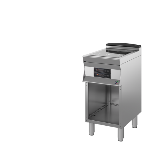Cucina a induzione c/basamento a giorno mm. 400x900x850/900 h. INOX BIM, codice 9CIDE1A. Immagine rappresentativa della serie; fare riferimento alla descrizione del modello.