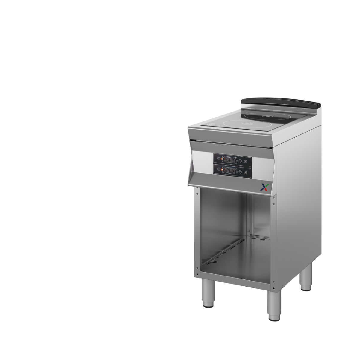 Cucina a induzione c/basamento a giorno mm. 400x700x850/900 h. INOX BIM, codice 7CIDE1A. Immagine rappresentativa della serie; fare riferimento alla descrizione del modello.