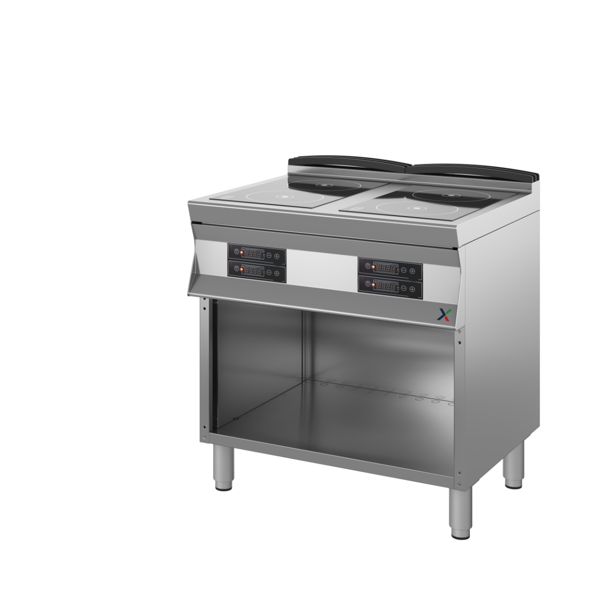 Cucina a induzione c/basamento a giorno mm. 800x700x850/900 h. INOX BIM, codice 7CIDE2AP. Immagine rappresentativa della serie; fare riferimento alla descrizione del modello.