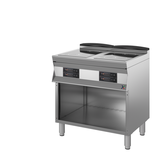 Cucina a induzione c/basamento a giorno mm. 800x700x850/900 h. INOX BIM, codice 7CIDE2AP. Immagine rappresentativa della serie; fare riferimento alla descrizione del modello.