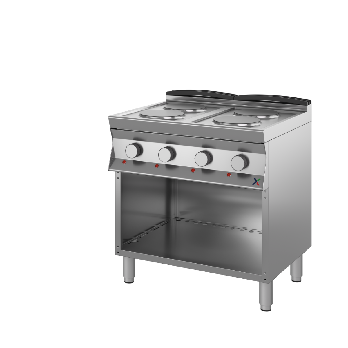 Cucina elettrica a piastre singole armad a giorno mm. 800x700x850/900h. INOX BIM, codice 7CPSE2A. Immagine rappresentativa della serie; fare riferimento alla descrizione del modello.