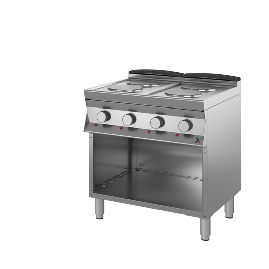 Cucina elettrica a piastre singole armad a giorno mm. 800x700x850/900h. INOX BIM, codice 7CPSE2A. Immagine rappresentativa della serie; fare riferimento alla descrizione del modello.