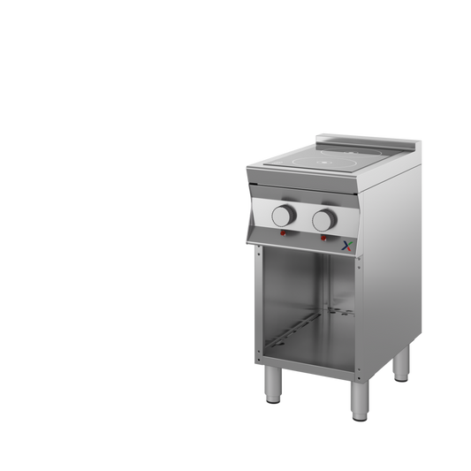 Vetroceramica elettrico su base armad. a giorno mm. 400x700x850/900h. INOX BIM, codice 7CVCE1A. Immagine rappresentativa della serie; fare riferimento alla descrizione del modello.