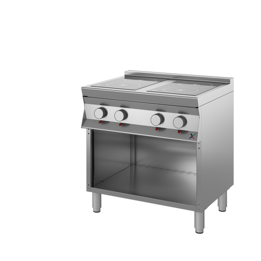 Vetroceramica elettrico su base armad. a giorno mm. 800x700x850/900h. INOX BIM, codice 7CVCE2A. Immagine rappresentativa della serie; fare riferimento alla descrizione del modello.