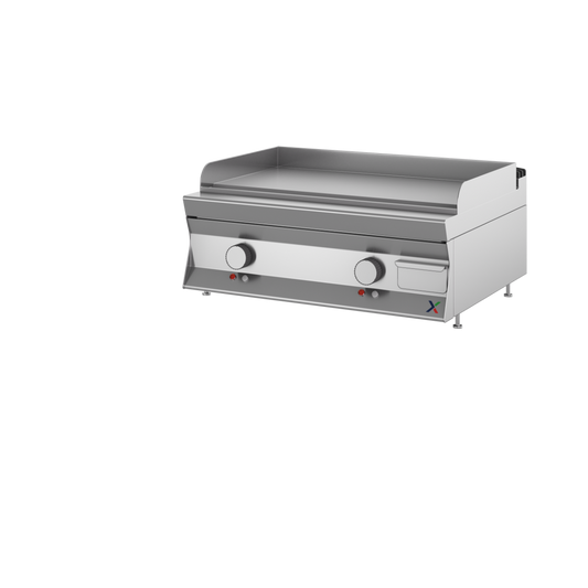 Fry top elettrico da banco c/piastra liscia cromata mm.800x700x280h. INOX BIM, codice 7TFTE2CR. Immagine rappresentativa della serie; fare riferimento alla descrizione del modello.