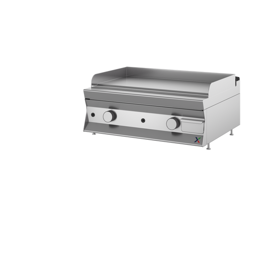 Fry top a gas da banco - gas met G20 piastra liscia CROMATA mm 900x900x250h. INOX BIM, codice TFTG4LCR. Immagine rappresentativa della serie; fare riferimento alla descrizione del modello.