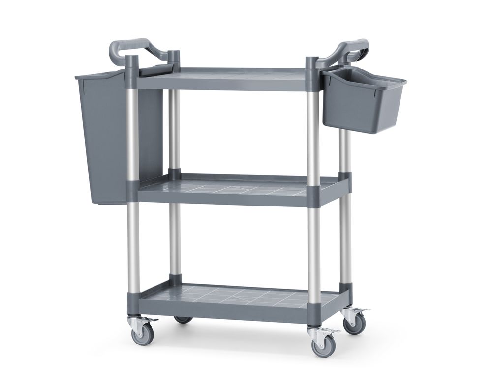 Carrello di servizio in polipropilene a 3 ripiani, piccolo AmerBox - lunghezza 800 × larghezza 422 × altezza 932 mm |
