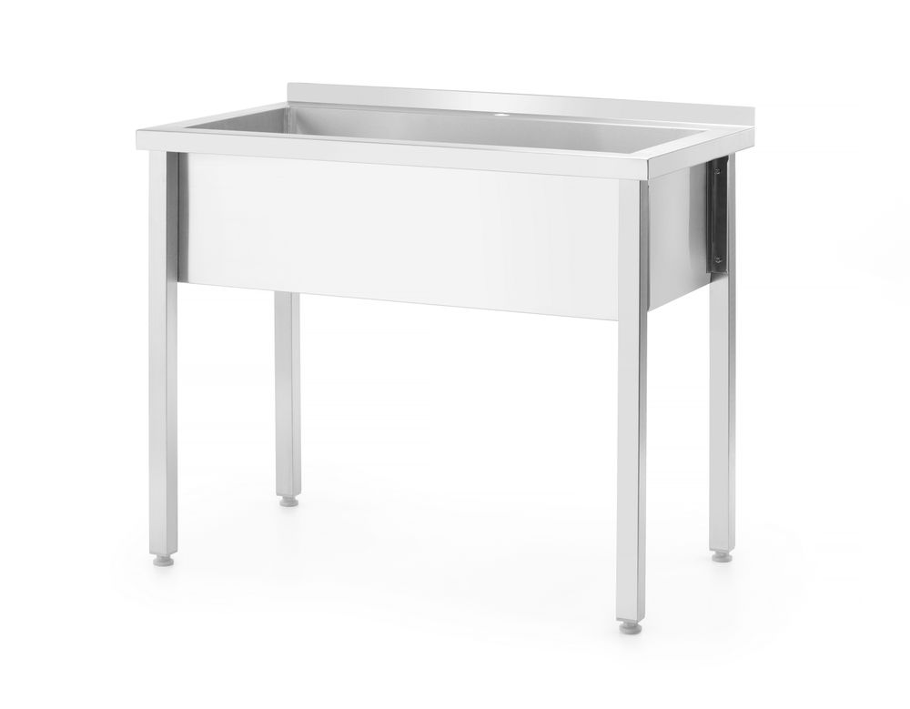 Tavolo con vasca di lavaggio singola, senza splashback – bullonato, profondità 600 mm HENDI - lunghezza 600 × larghezza 798 ×