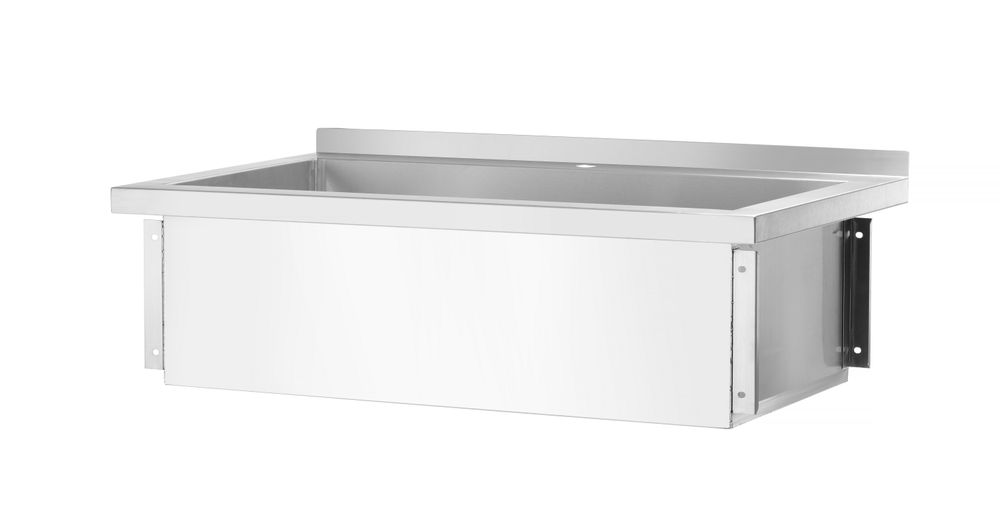 Tavolo con vasca di lavaggio singola, senza splashback – bullonato, profondità 600 mm HENDI - lunghezza 600 × larghezza 798 ×