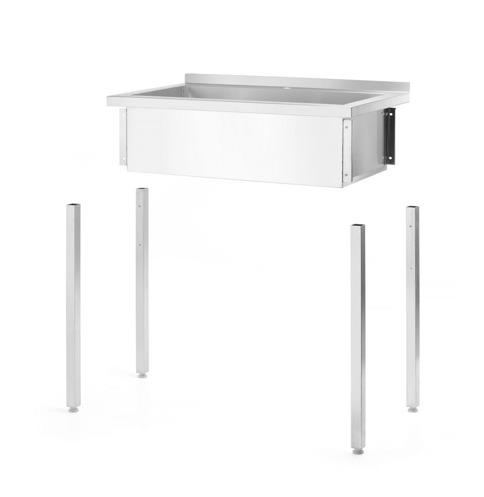 Tavolo con vasca di lavaggio singola, senza splashback – bullonato, profondità 600 mm HENDI - lunghezza 600 × larghezza 798 ×