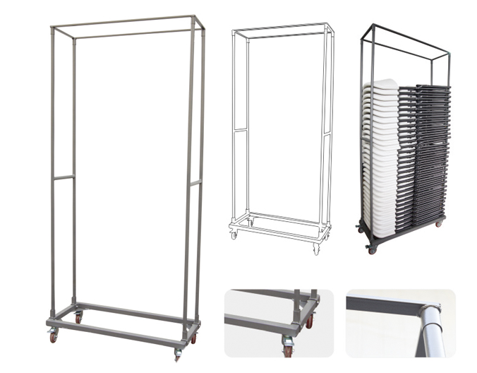 Carrello per sedie AmerBox - lunghezza 494 × larghezza 1150 × altezza 1900 mm | HE811054