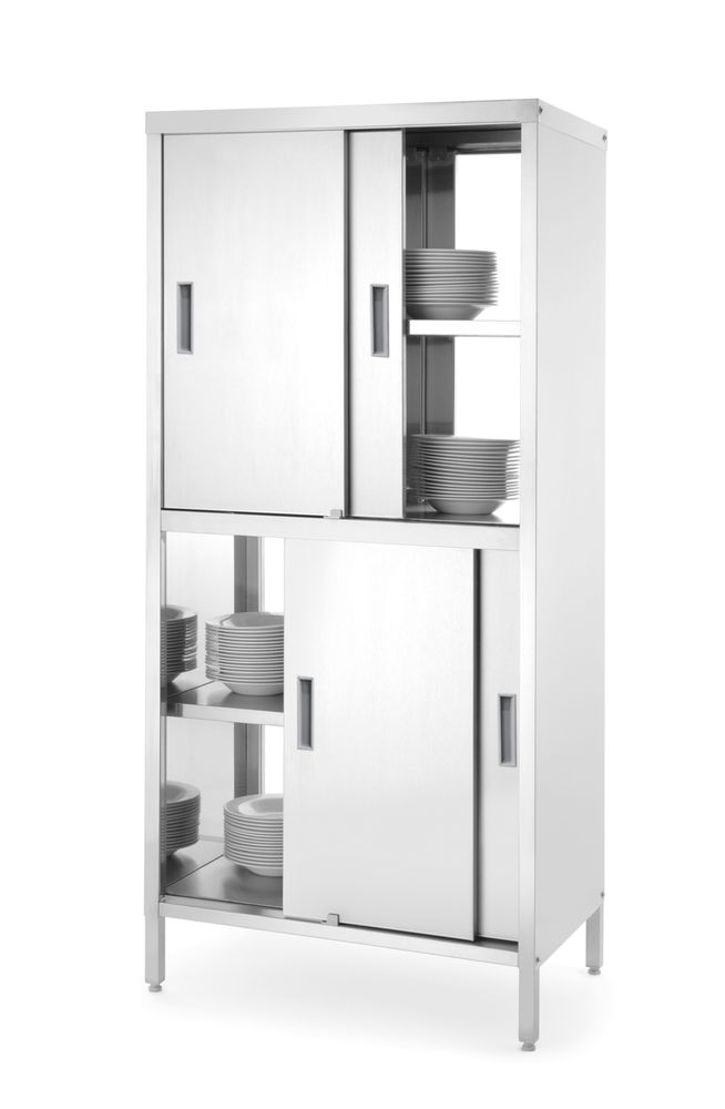 Armadio passante con divisorio e porte scorrevoli - bullonato HENDI - lunghezza 600 × larghezza 1002 × altezza 1785 mm |