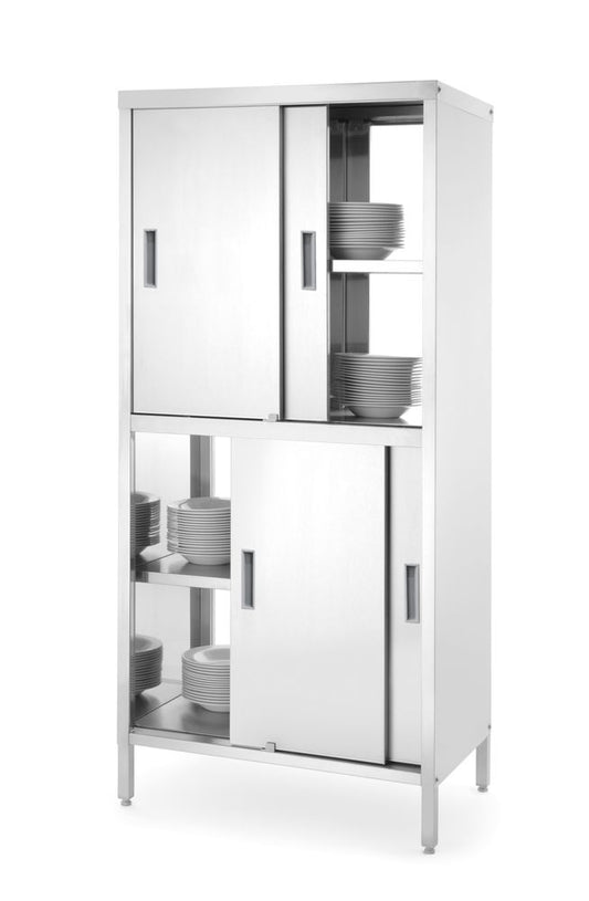 Armadio passante con divisorio e porte scorrevoli - bullonato HENDI - lunghezza 600 × larghezza 1002 × altezza 1785 mm |