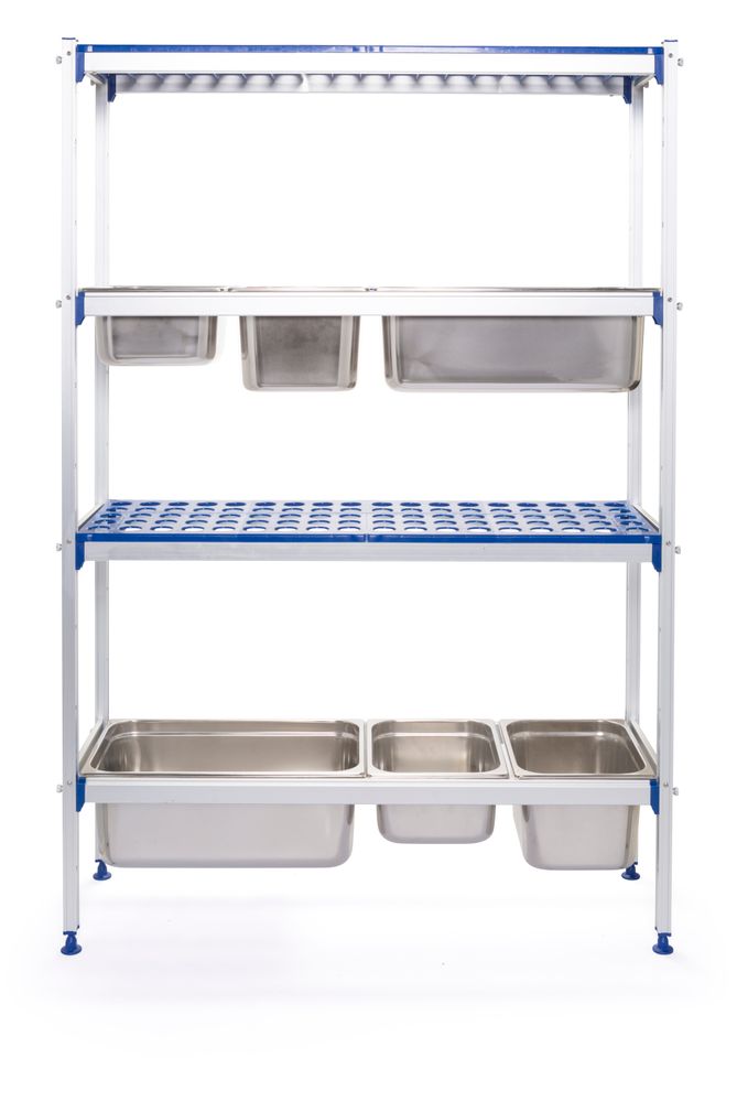 Scaffale in alluminio per contenitori GN HENDI - lunghezza 360 × larghezza 1140 × altezza 1690 mm | HE812266