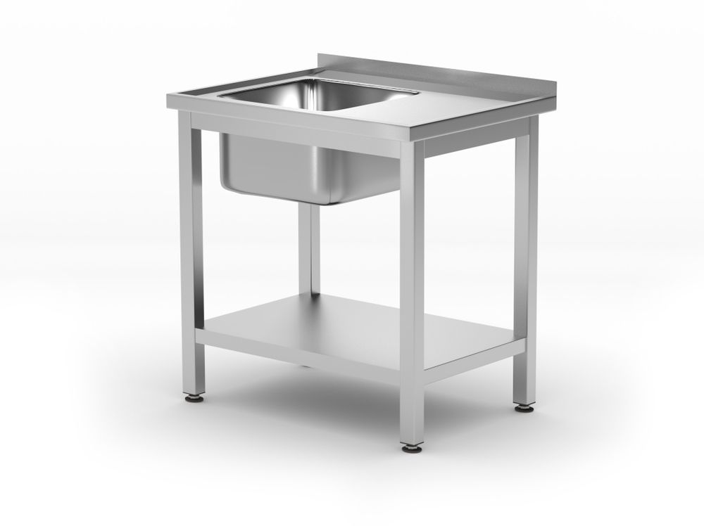 Tavolo lavello con ripiano – bullonato, profondità 600 mm HENDI - lunghezza 597 × larghezza 999 × altezza 887 mm | HE812631