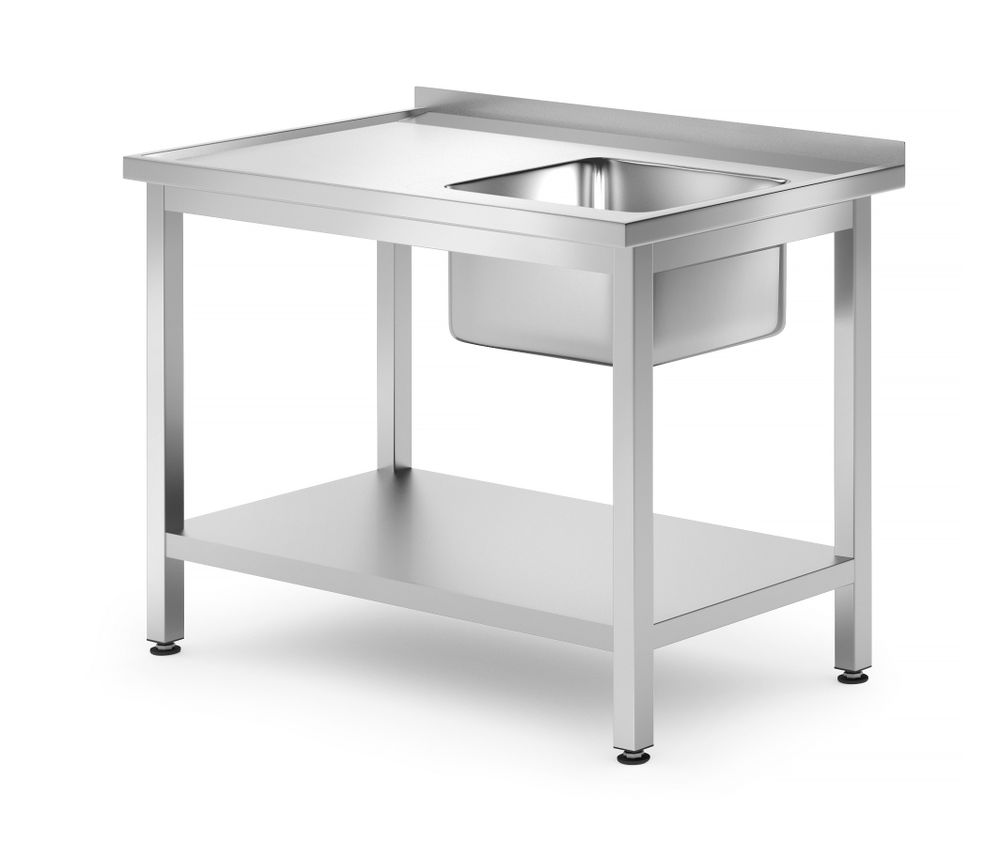 Tavolo con lavello con ripiano – bullonato, profondità 700 mm HENDI - lunghezza 700 × larghezza 1000 × altezza 870 mm |