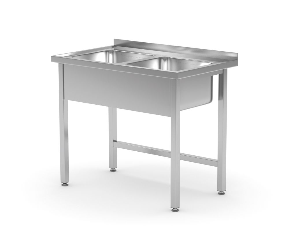Tavolo con 2 lavandini – saldato HENDI - lunghezza 597 × larghezza 1000 × altezza 875 mm | HE815007